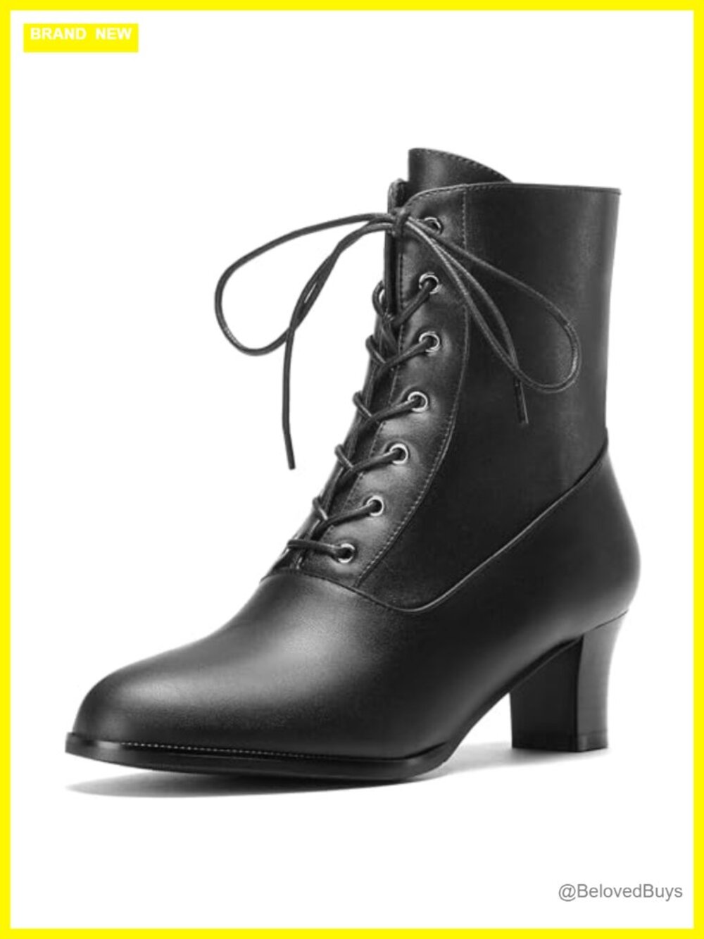 Victorian Lace Up Ankle Boots with Side Zipper - Witch Costume Booties